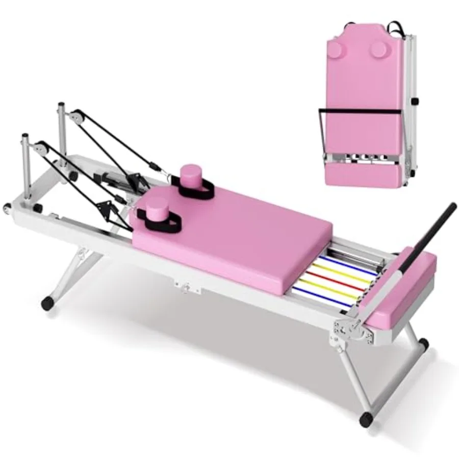 

330 LBS Capacity Foldable Pilates Reformer with Core Bed for Home Use and Yoga Studio Gym Workout Durable Steel Frame in Black