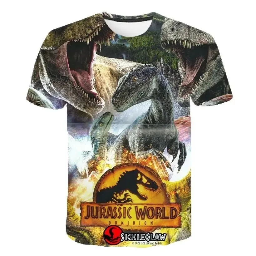 2024 Summer Trend 3D Dinosaur Clothing O-neck Short Sleeve Jurassic World Pattern T-Shirt Daily Casual Extra large Men Clothing