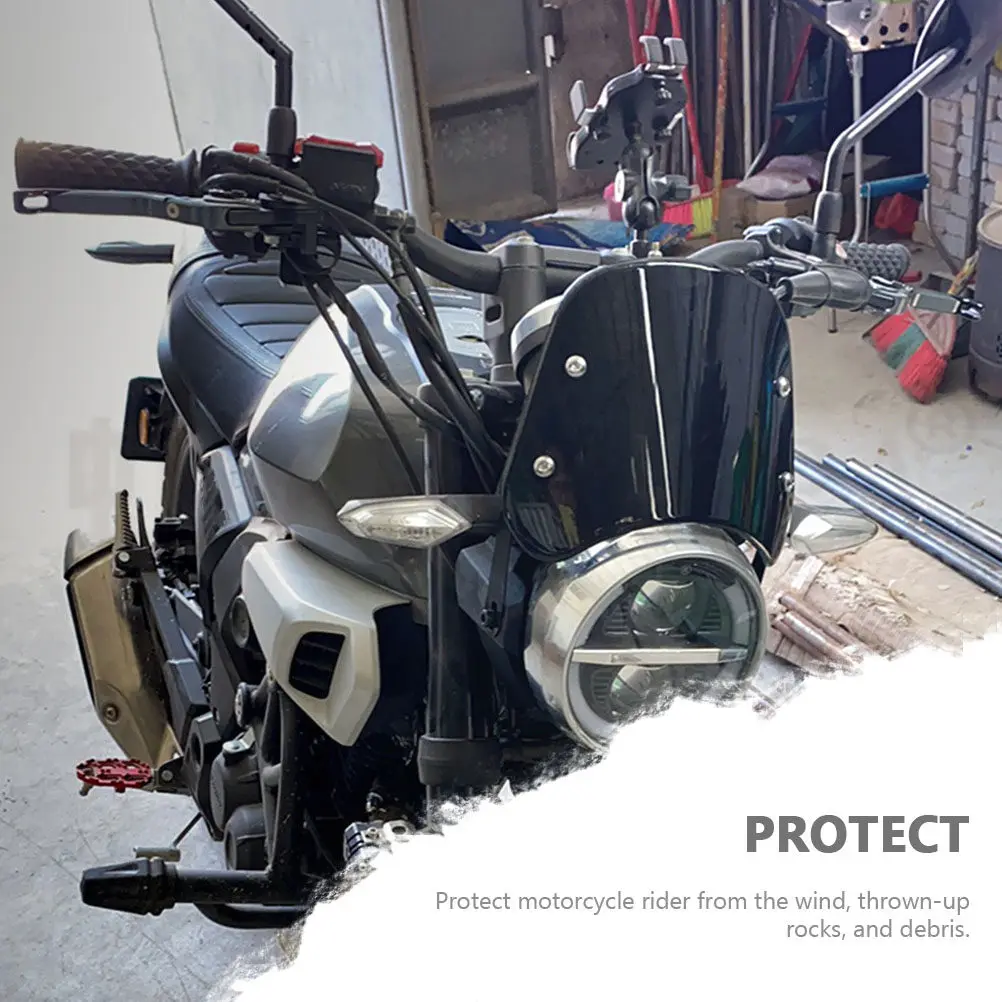 Motorcycle Headlights Windscreen Black Coated Bevel Design Wind Deflector Comfortable Speed Riding Dirt Bike Windscreen