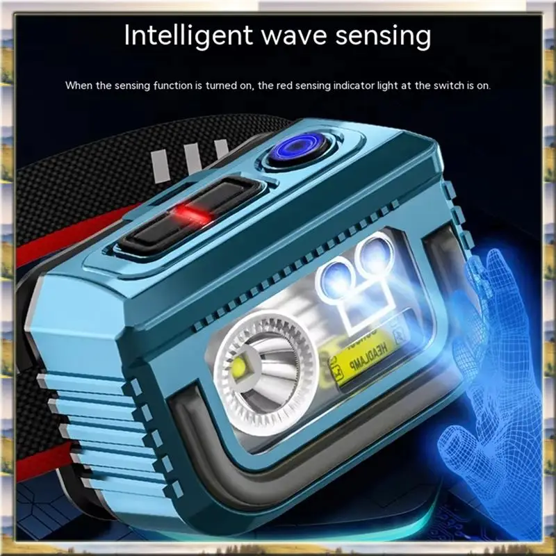 DHDL LED Head Light Motion Sensor Headlight USB Rechargeable 3 Light Source Fishing Lantern Mini Head Emergency Flashlight