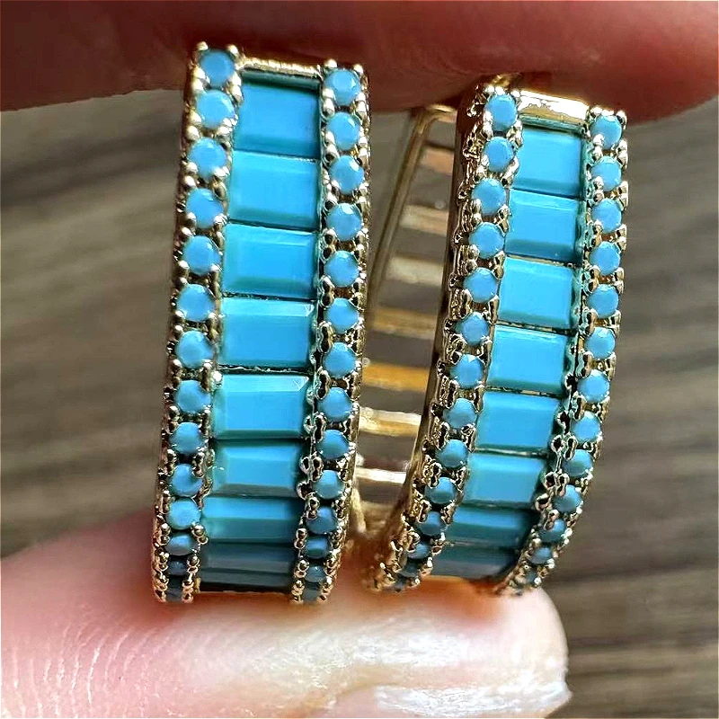 Vintage Klassische Synthetische Zirkonia Vergoldete Creolen für Damen im Bohemian-Stil Modischer Schmuck für Bankette, Festivals und Jubiläen