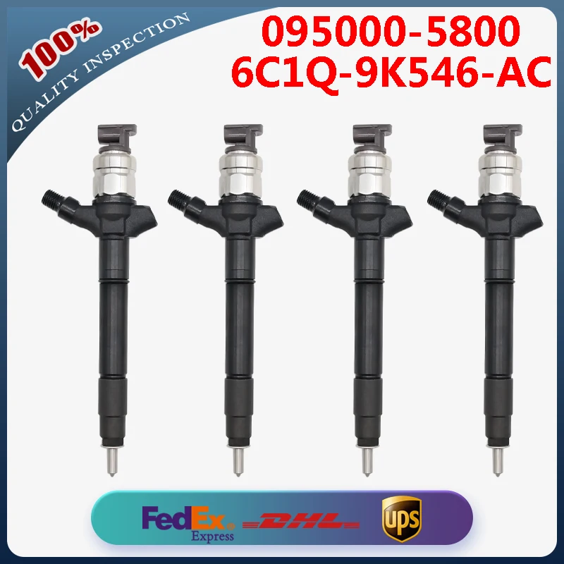 

4PCS 095000-5800 6C1Q-9K546-AC Common Rail Fuel Injector Assembly for Ford Transit Fiat Ducato Citroen Peugeot 2.2L Engine