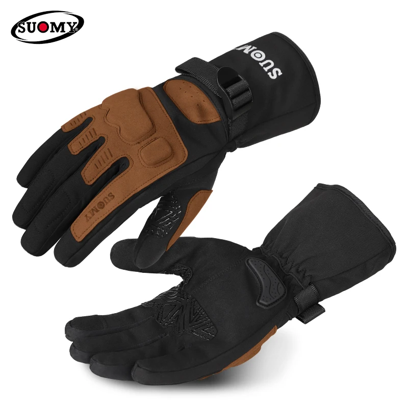 

SUOMY Winter Winter Long Style Motorcycle Riding Gloves Anti-drop Motorcycle Rider Waterproof Autumn Warm Gloves Grey Pink Brown