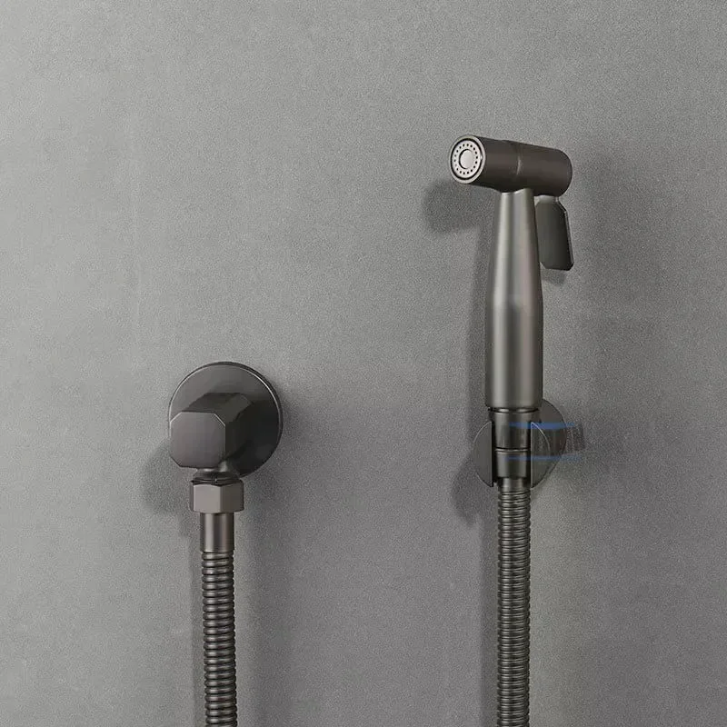 

Набор распылителей для биде в ванной комнате, матовый золотой настенный смеситель для биде, душ с запорным клапаном, черный, пистолет, металлический серый Shattf