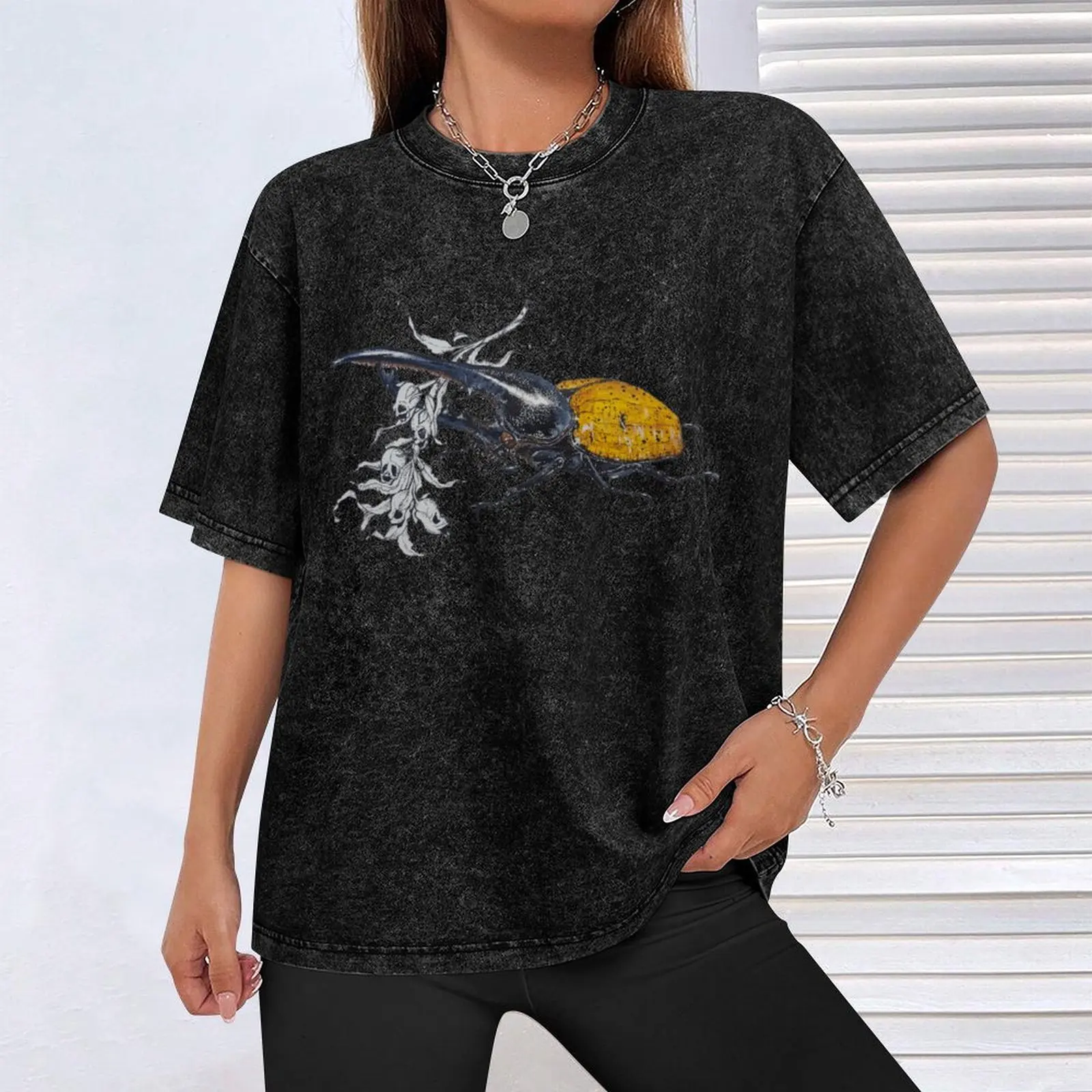 Dynastes hercules Beetle and snapdragon pods T-Shirt blue archive hippie clothes men clothing