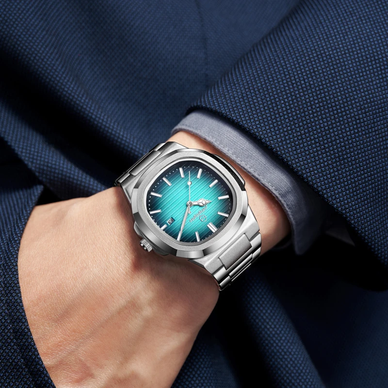 PAAZOMU العلامة التجارية الرجال الساعات الفاخرة الفولاذ المقاوم للصدأ ساعة كوارتز رجل جلدية التقويم ساعة يد رياضية ساعة مضيئة reloj hombre