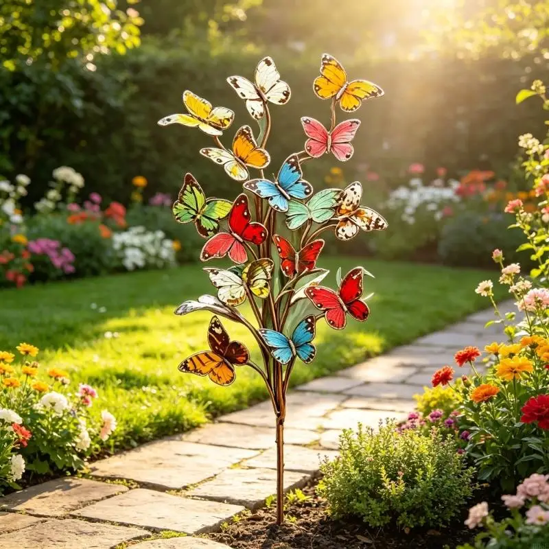 Metallschmetterlinge Gartenstecker Dekore Schmetterling dekorative Gartenstecker, Outdoor-Dekorationen Metall Hof Kunst Ornament – Detail 7