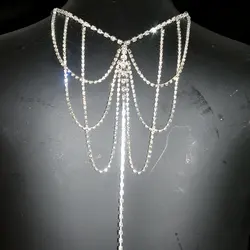 Sexy Fashion Butterfly Shape Body jewelry For Woman Shiny Back Chain With Rhinestones Stage Performance Party Costume Chain