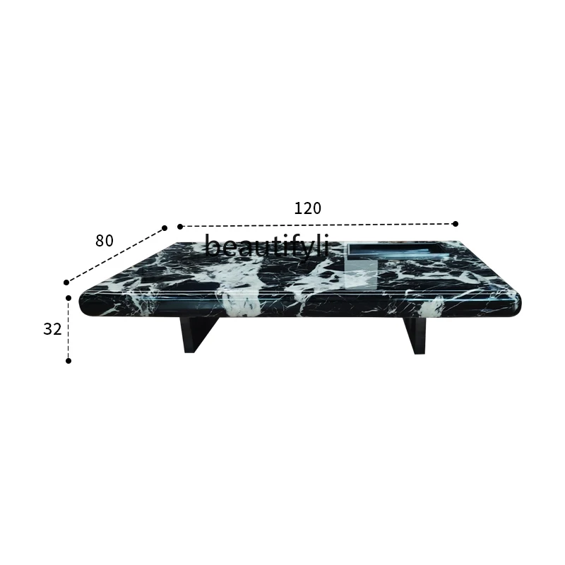 Natural Marble Coffee Table Light Luxury Advanced Microlite Modern Minimalist Venice Brown High-End Living Room Coffee Table