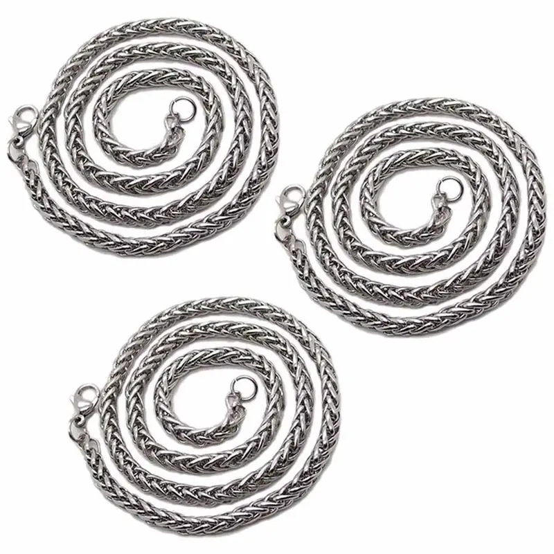 【coupon-】{0}3x-joias-da-moda-colares-de-aco-inoxidavel-para-homens-e-mulheres-colar-gargantilha-com-corrente-de-quilha-3-mm-24-polegadas