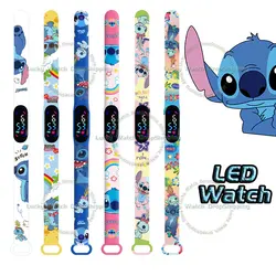 Disney-relojes digitales de Stitch para niños, figuras de acción de dibujos animados, Anime, LED, táctil, electrónico, impermeable, reloj deportivo para niños, regalos de cumpleaños