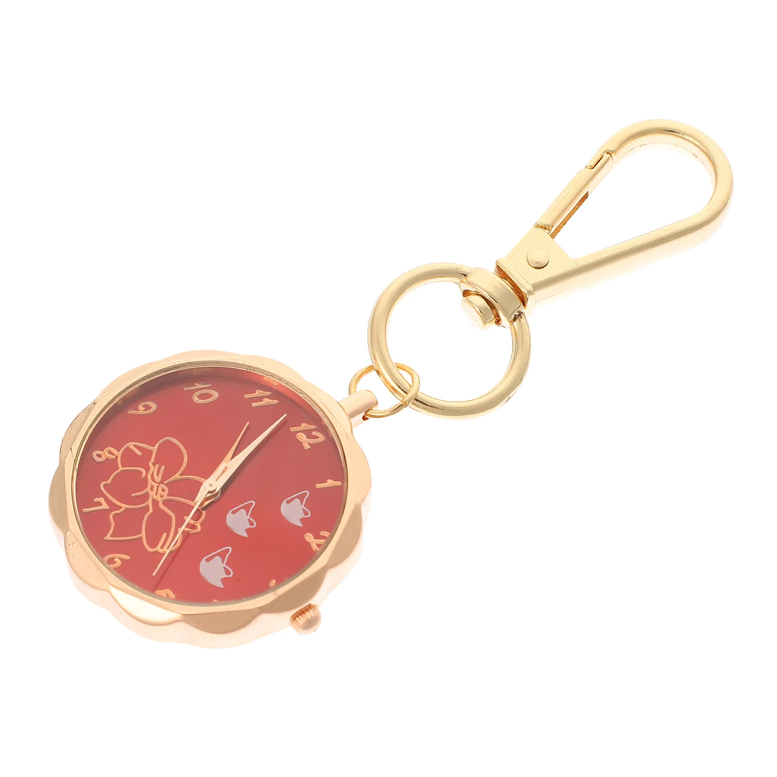 

Digital Keychain Watch Clip On Rose Gold Alloy Nurse Pocket Watch Decorative Backpack Keychain Glass Durable Precise Time Long