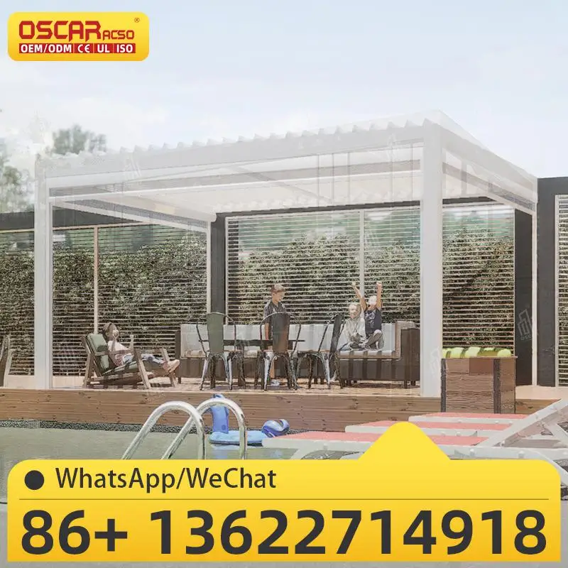 

Motorized Open Louvered Outdoor Aluminium Roof for Garden Patio Balcony pergola