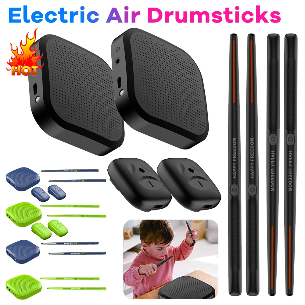 Electronic Virtual Air Drum Drumsticks Pedals Portable Virtual Reality Drum Kit Smart Electronic Drum Set Gift for Adults Kids