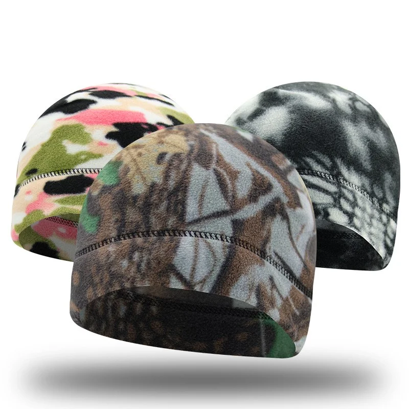 Berretto invernale da uomo in pile termico per donna Sport all\'aria aperta Camo Warm Running Ski Bonnets moto casco da bicicletta berretto interno