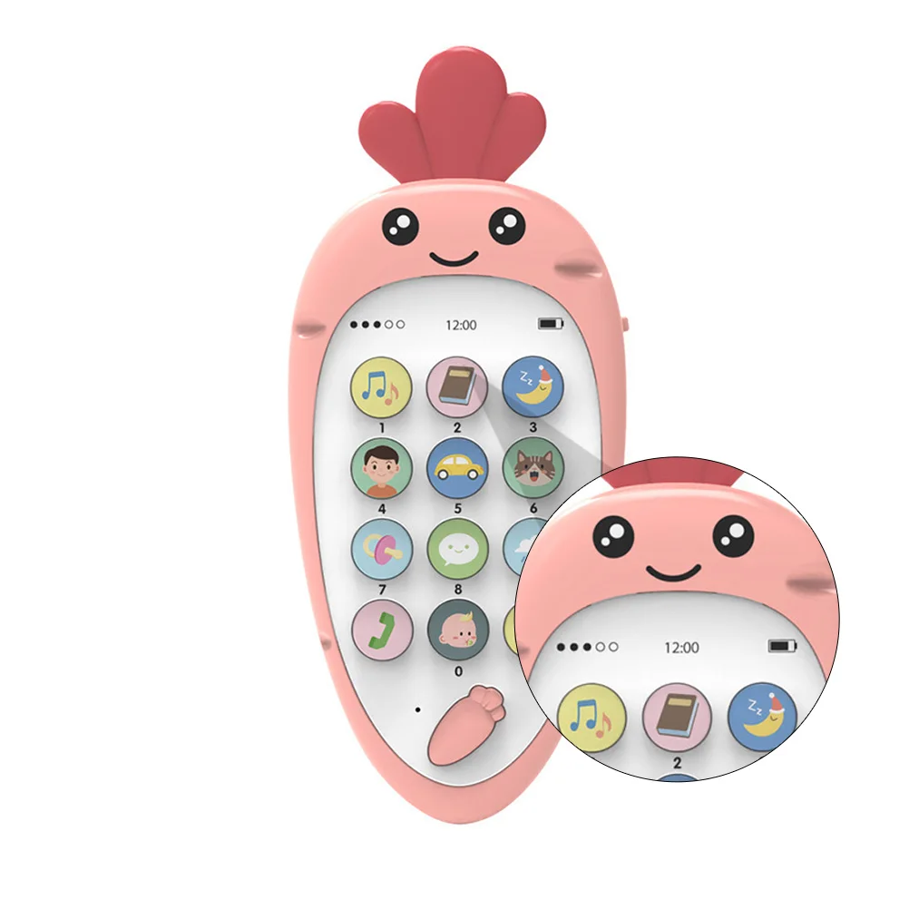 1 set 1 Set Early Education Radish Shape Kids Phone Usb Rechargeable Soft Music Soothing Grip Design For Infants