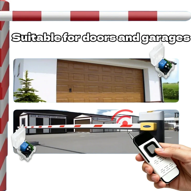 AC 220V 433MHz RF 1-Channel Wireless Relay Receiver Garage Door Transmitter Remote Control Switch