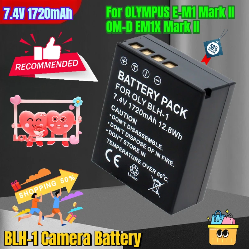 

7.4V 1720mAh BLH-1 Camera Battery for OLYMPUS E-M1 Mark II OM-D EM1X Mark II