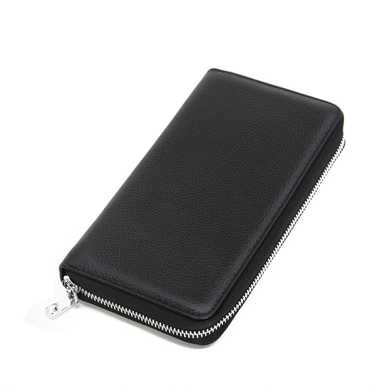 Fashion Men Long Zipper Leather Wallets Solid Color Male Business Clutch Bag Large Capacity Card Holder Mobile Phone Bag