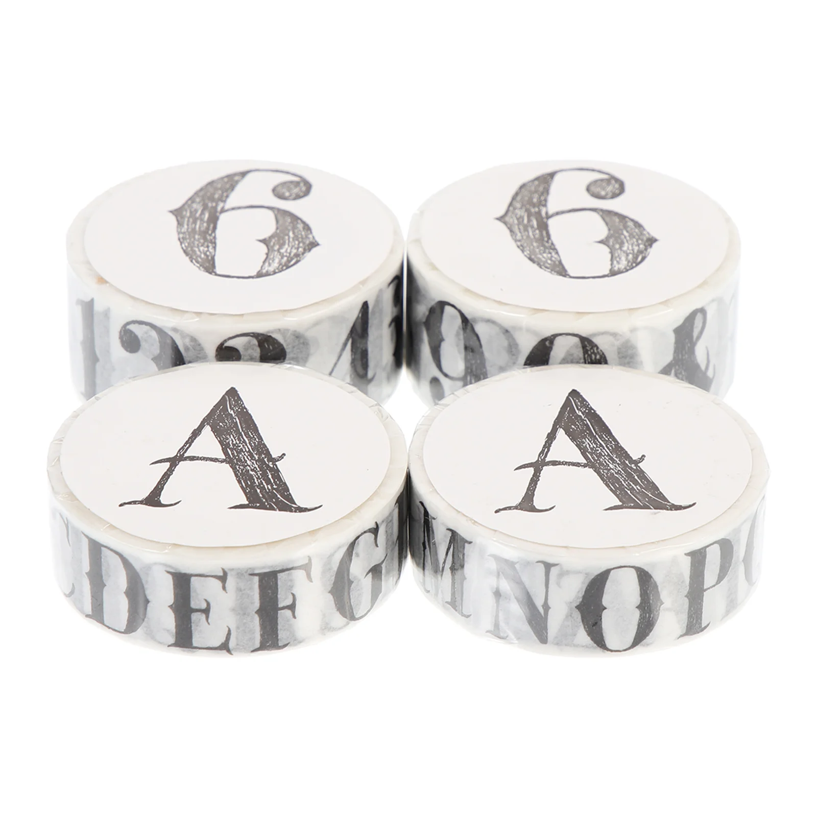 

4 Rolls Washi Tape 15mm Alphabet 20mm Number Retro Text Stickers DIY Craft Decor Scrapbook Planner Journal Art Supplies