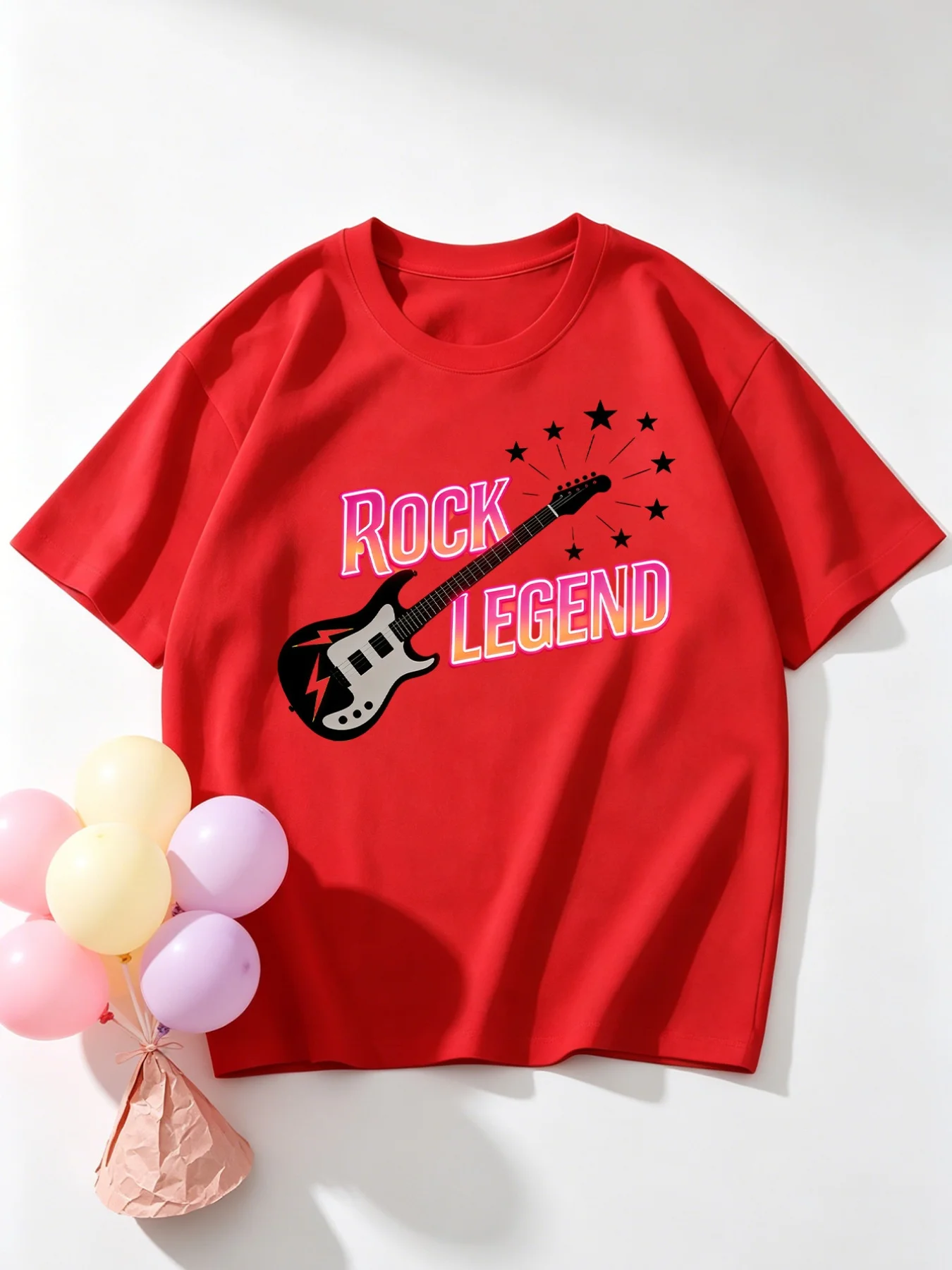 Rock Legend Kids T Shirt Cool Guitar Rock Music Print Short Sleeve Tees Boys Girls Soft Cotton Casual Tops Party Daily Wear Gift