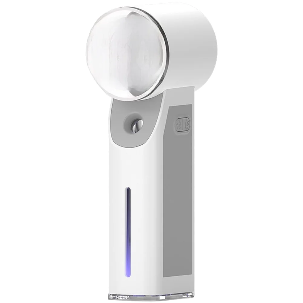 USB Charging Handheld Cooling Fan with Ice Pack Compression and Turbo Spray Mist 5 Level Wind Power for Summer Relief