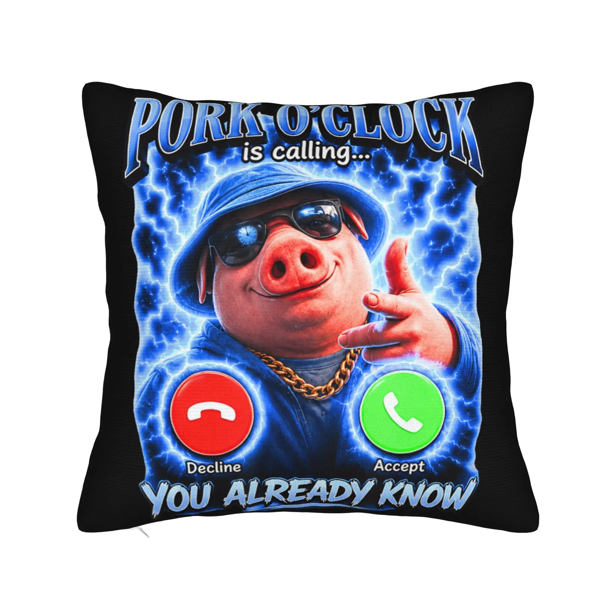Pillow Cover John Pork Oclock Calling Funny Meme  Kawaii Pillow Case For Living Room Chair Pillowcases
