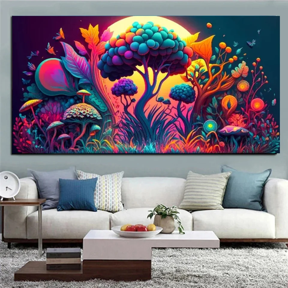 Fantasy Mushroom 5D DIY Diamond Painting Jewelry Cross Stitch Full Mosaic Diamond Embroidery Color Tree Spring Landscape V703