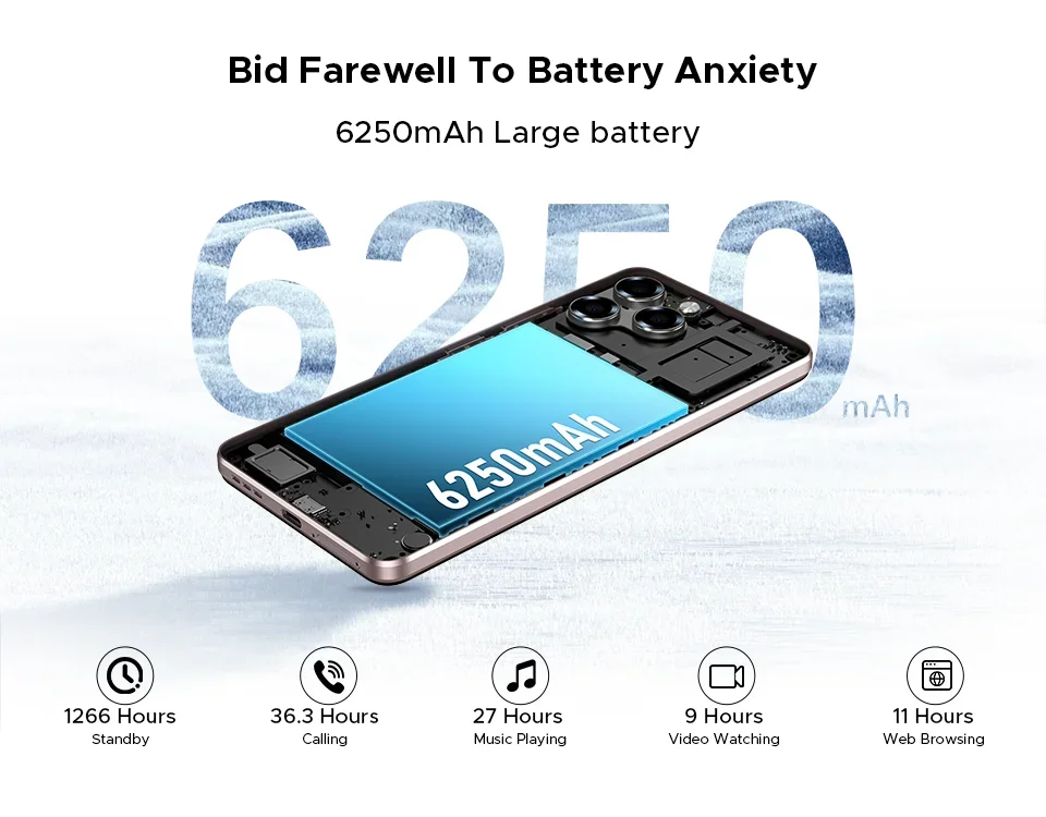 DOOGEE Note58 Pro Smartphone 6.75" HD+ Display Telephon Portable 8GB RAM 256GB ROM 6250mAh Battery Android 15 NFC Mobile Phones