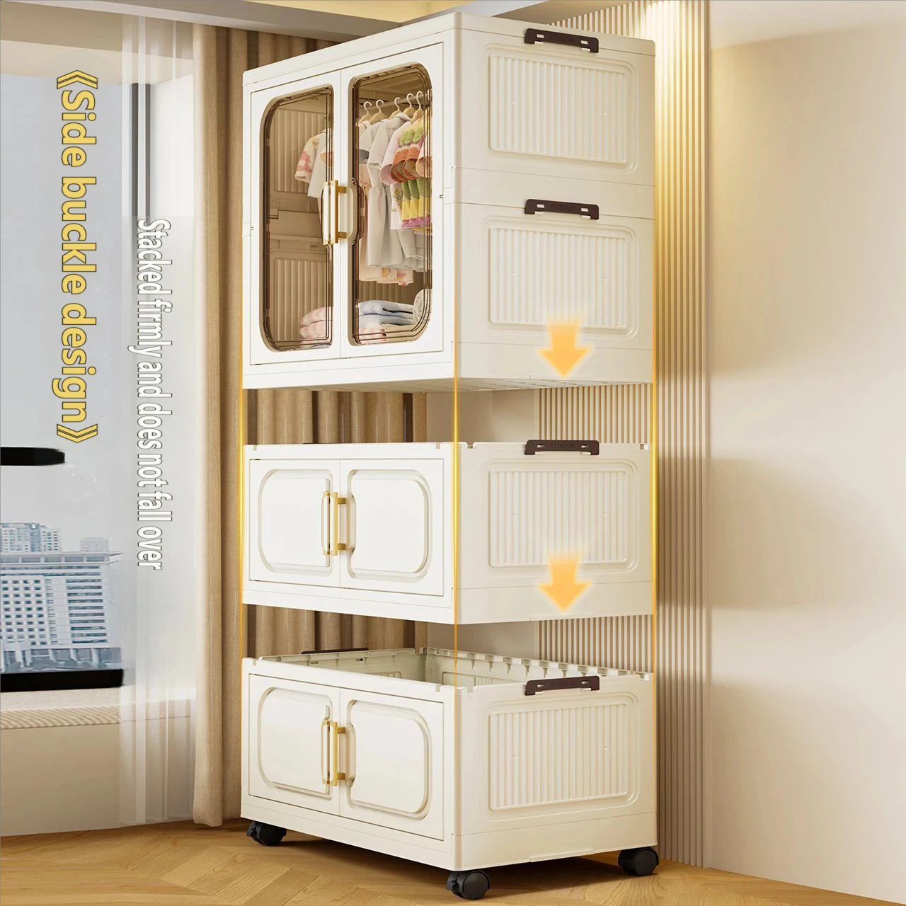 Armário Dobrável para Bebês Sem Instalação – Armário de Armazenamento de Brinquedos e Roupas de Alta Resistência, Organizador Multicamadas para Sala de Estar/Quarto, Com