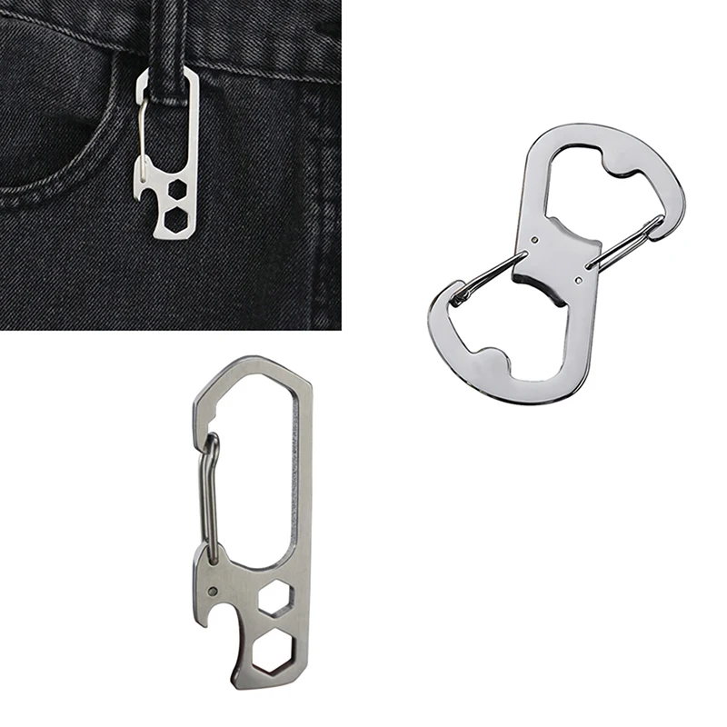 1Pc S Type Stainless Steel Carabiner Portable Mini Keychain Hook Anti-Theft Backpack Buckle Outdoor Camping Equipment