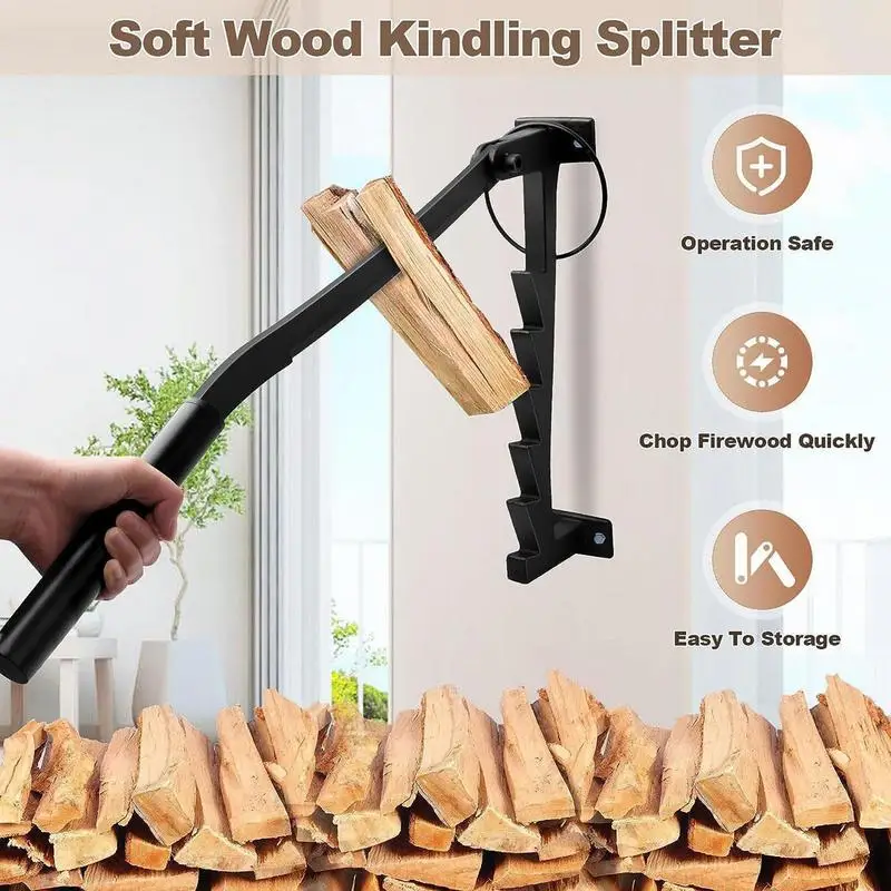 Wood Splitter Carbon Steel Manual Wall Mounted Wood Kindling Wood Splitter Wood Stove Accessories For Indoor And Outdoor Use