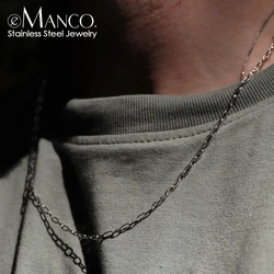 eManco 2MM Stainless Steel Paperclip Chain Gold-plated Punk Necklace Fashion Men's Jewelry Birthday Gift Wholesale