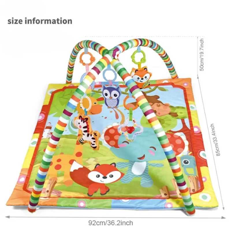 Multifunctional Baby Fitness Frame Crawling Game Blanket Tummy Time Mat with 5 Toys Baby Gym Activity Play Mat for Toddler