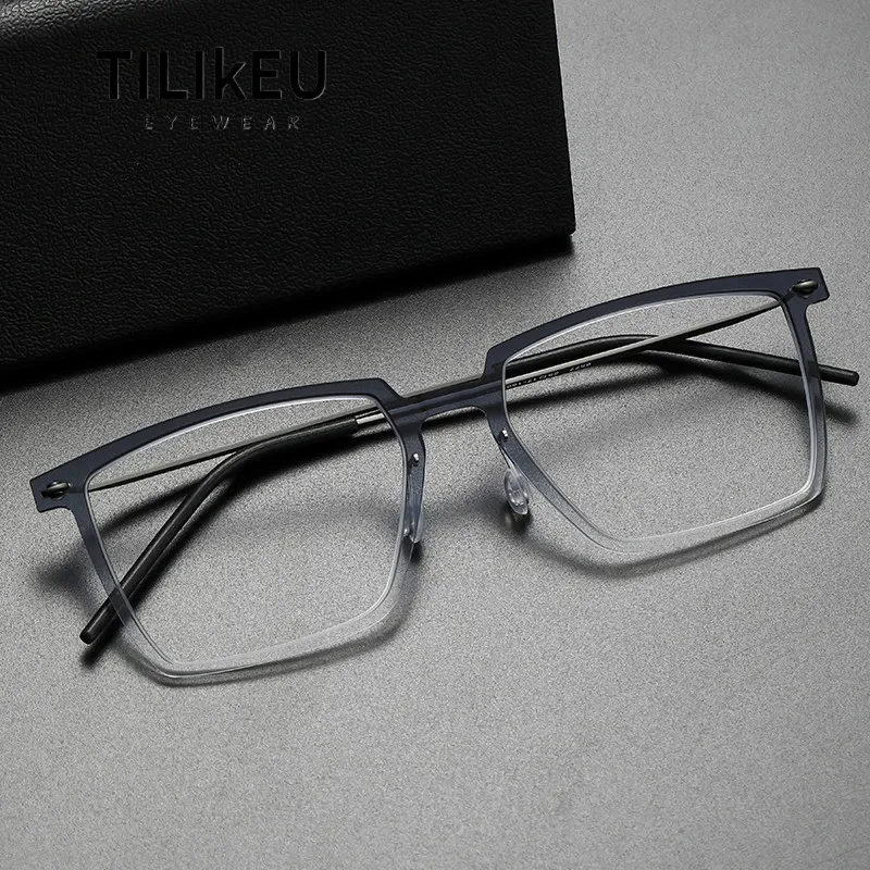 

Denmark Minimalist Screwless Men's Retro Square Nylon Frame Titanium Glasses Frame Designer Men Ultralight Eyeglasses Eyewear