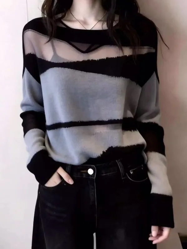 Elegant Long Sleeve T-Shirt Women's plus Size Outerwear Oversized Mesh Shoulder Detail Summer New Arrival Breathable Comfortable