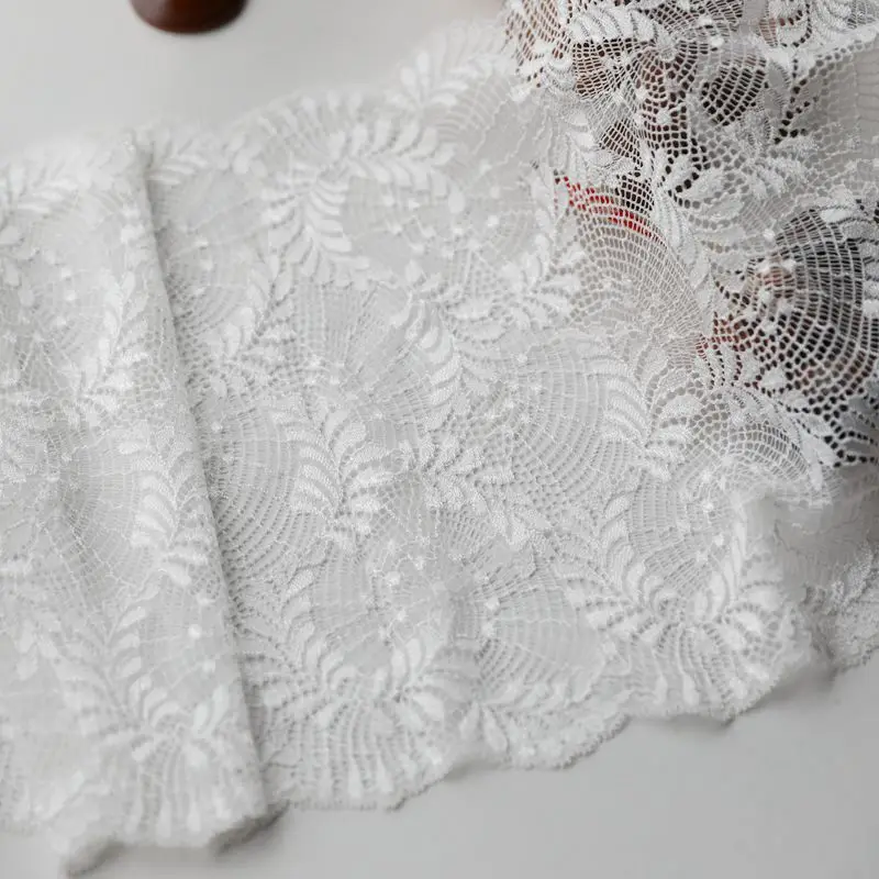 1 Meter 24cm wide White Soft Cloth Lace Fabric DIY Underwear Bra Clothing Elastic Lace Trim Decorate Accessories Ribbon Lace