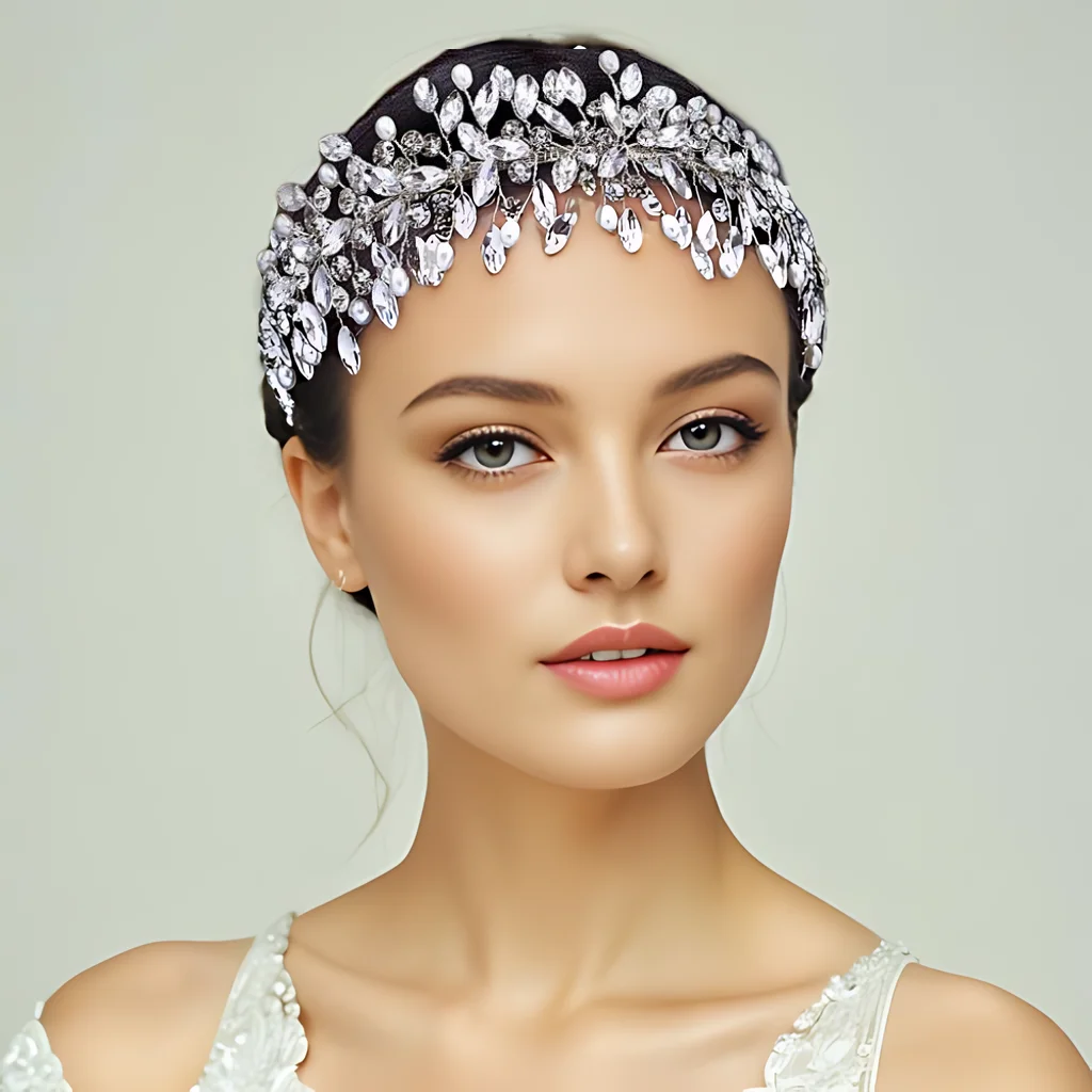 Vestido de novia con diamantes de imitación y perlas para mujer, diadema de lujo, joyería de graduación, accesorios para el cabello, tocado de cristal, HP608