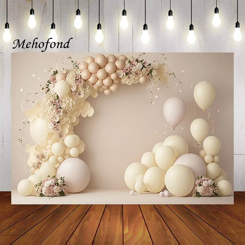 

Mehofond Photography Background Pink Balloon Flower Princess Girl Birthday Party Cake Smash Portrait Decor Backdrop Photo Studio