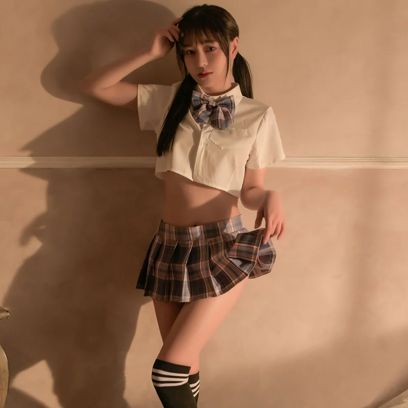 Lingerie Sexy Cosplay Traje, Jk Uniforme, Kashii Lolita Roupa Interior, Mini Top Saia, Conjunto de Representação Erótica, Roupa Marinheiro Estudante