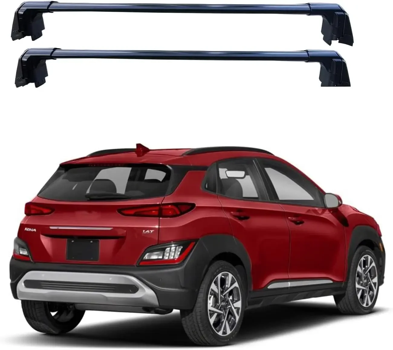 

Roof Rack Crossbars Fit Kona Flush Side Rail Panoramic Sunroof Load Bars Metal Locking Easy Install Adjustable Lower Noise Black