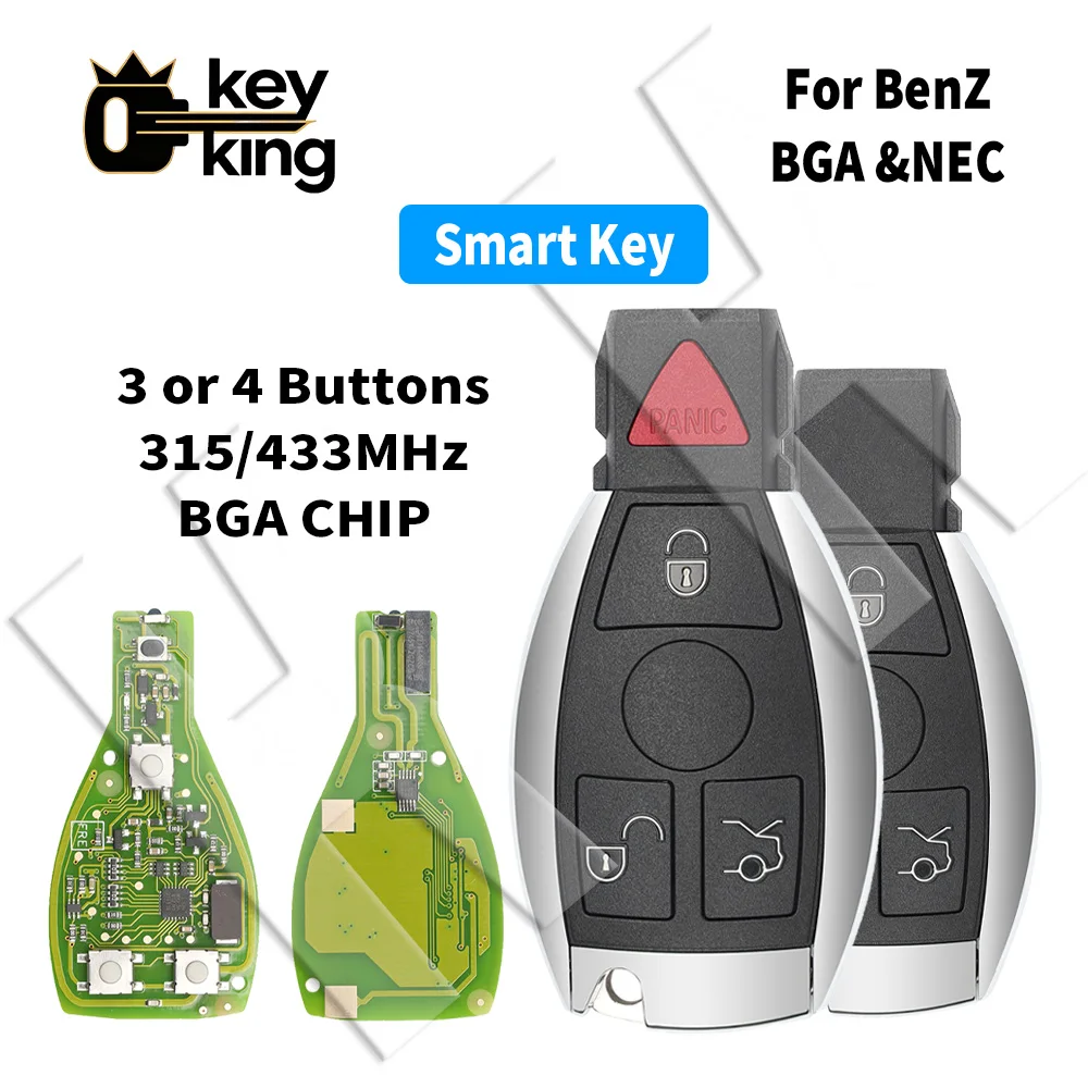 KK Smart Remote Car Key 3/4 Buttons BGA Chip 315/433MHz For Mercedes Benz BGA & NEC System