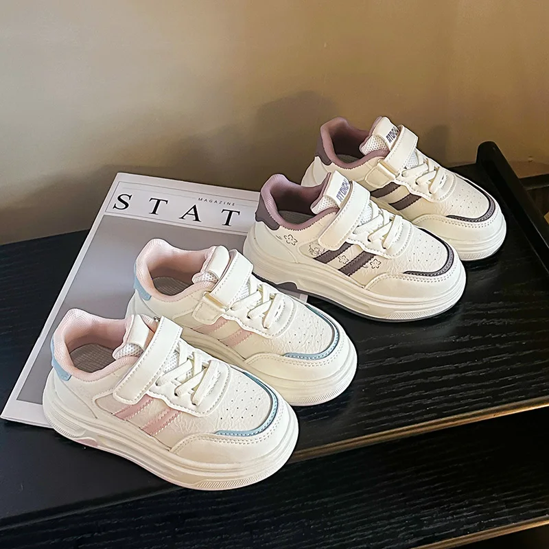 Kids Casual Shoes Striped Trendy Girls Sports Shoes Soft Bottom Non-slip 2026 Brand New Children Running Shoes Comfortable