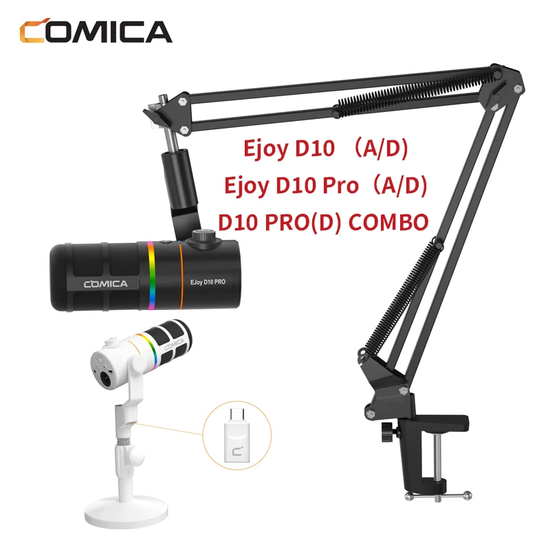 ميكروفون ديناميكي لاسلكي COMICA Ejoy D10/D10 PRO RGB مع حامل سطح المكتب/ميكروفون قوس ناتئ لغناء ألعاب البث المباشر #1