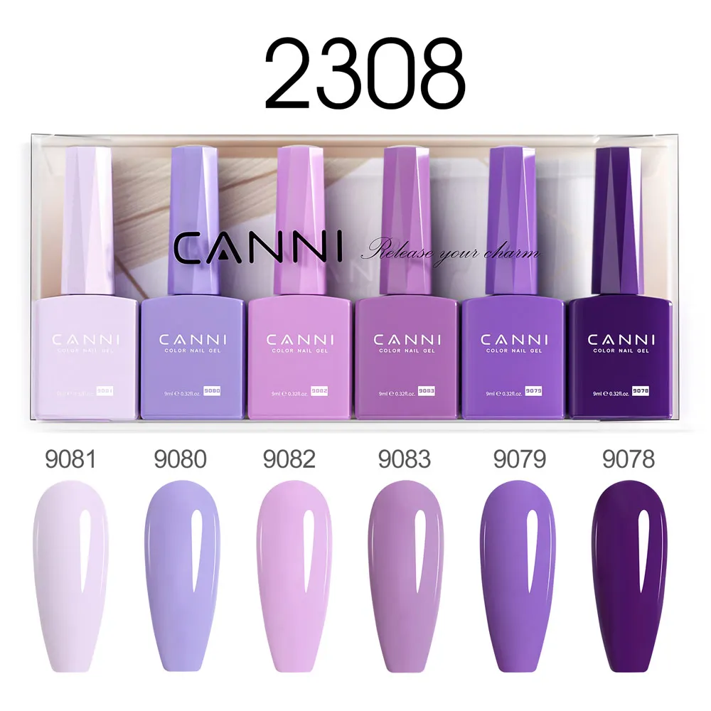 CANNI 6pcs/Lot UV LED Gel Polish HEMA FREE Colorful Durable High-quality Purple Haze Harmony Kit 9ml Long-lasting Gel Set-2308