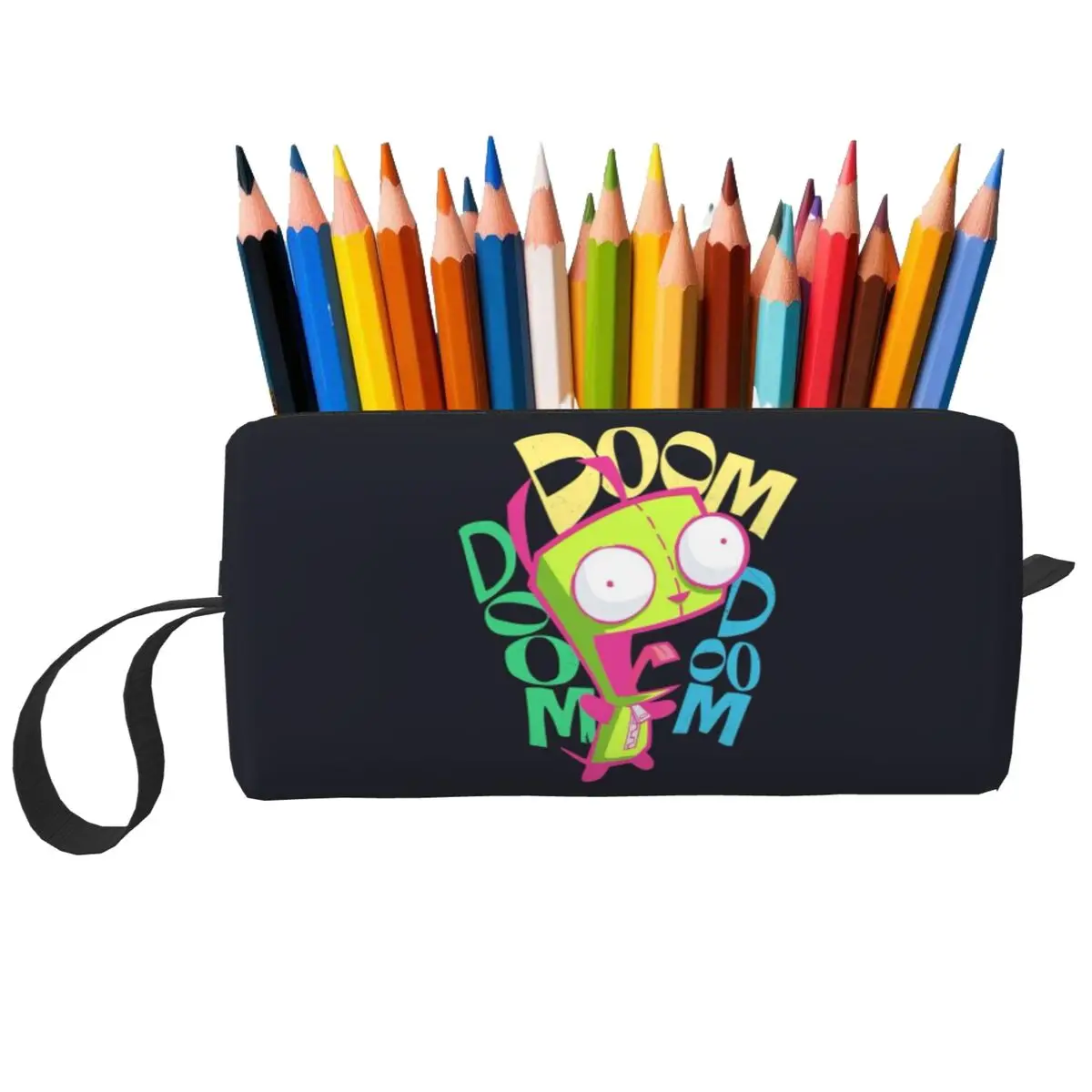 Invaders Zims Anime Cartoon Alien Pencil Case for Boys Girls Pen Box Pencil Bag Stationery Supplies Women Organizer Pouch