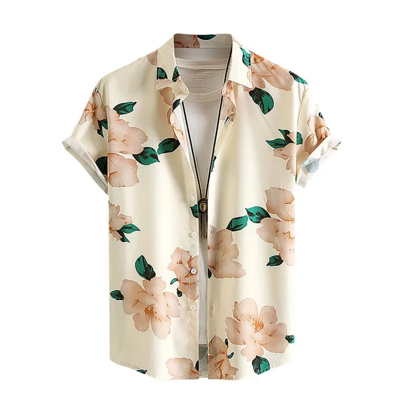 Camisa con solapa estampada para hombre, camisa hawaiana de manga corta, transpirable, informal, trabajo diario al aire libre, calle, vacaciones de verano, nuevo estilo, 2024