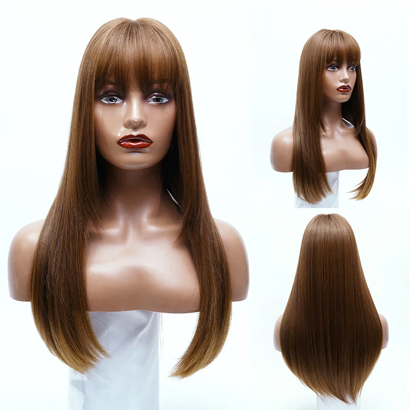 

New European and American style wig long straight wig retro wig perm and dye