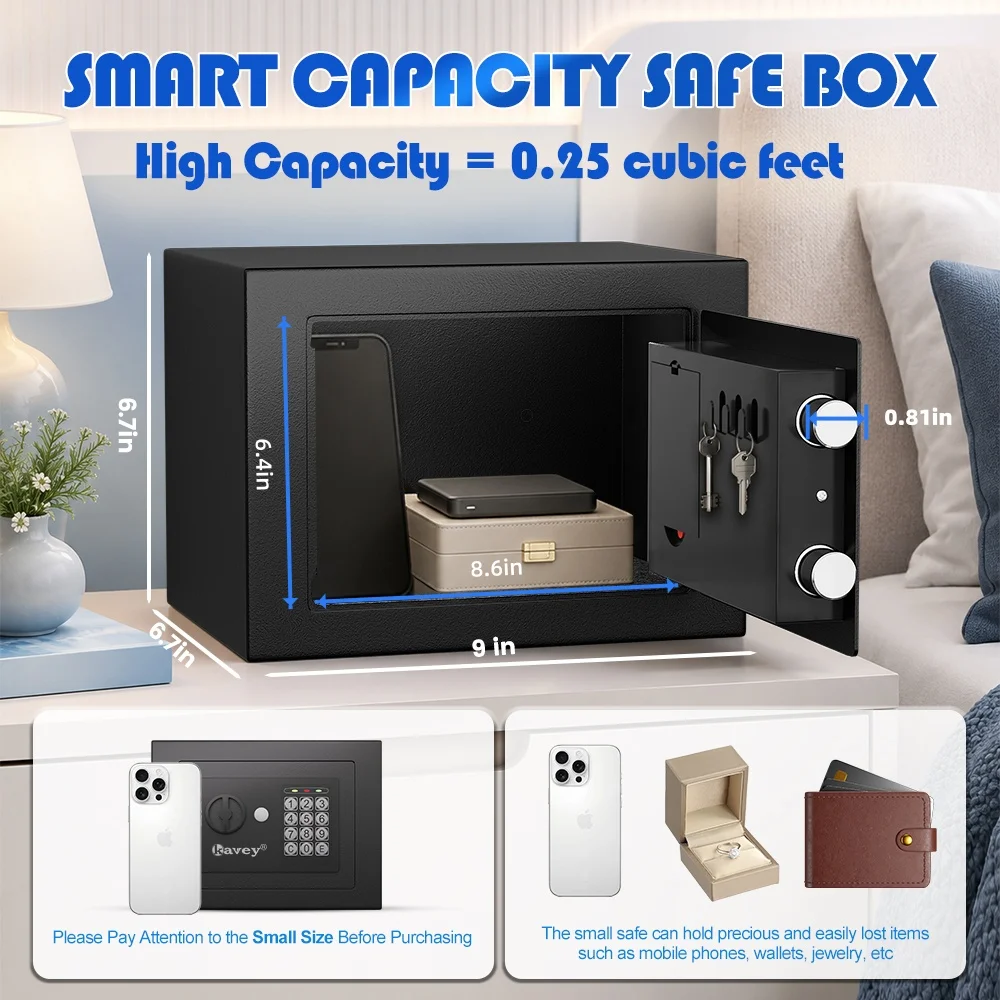 Digital Safe Box, Electronic Security Safe with Keypad & Alarm for Home Jewelry Cash Documents Storage
