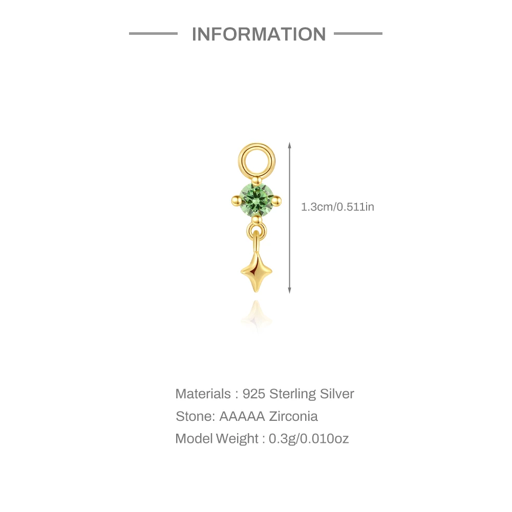 Aide 925 Sterling Silver Colors Crystal Pendant Piercing Stud Earring For Women Y2K Handmake Flat Back Gold Color Body Piercing
